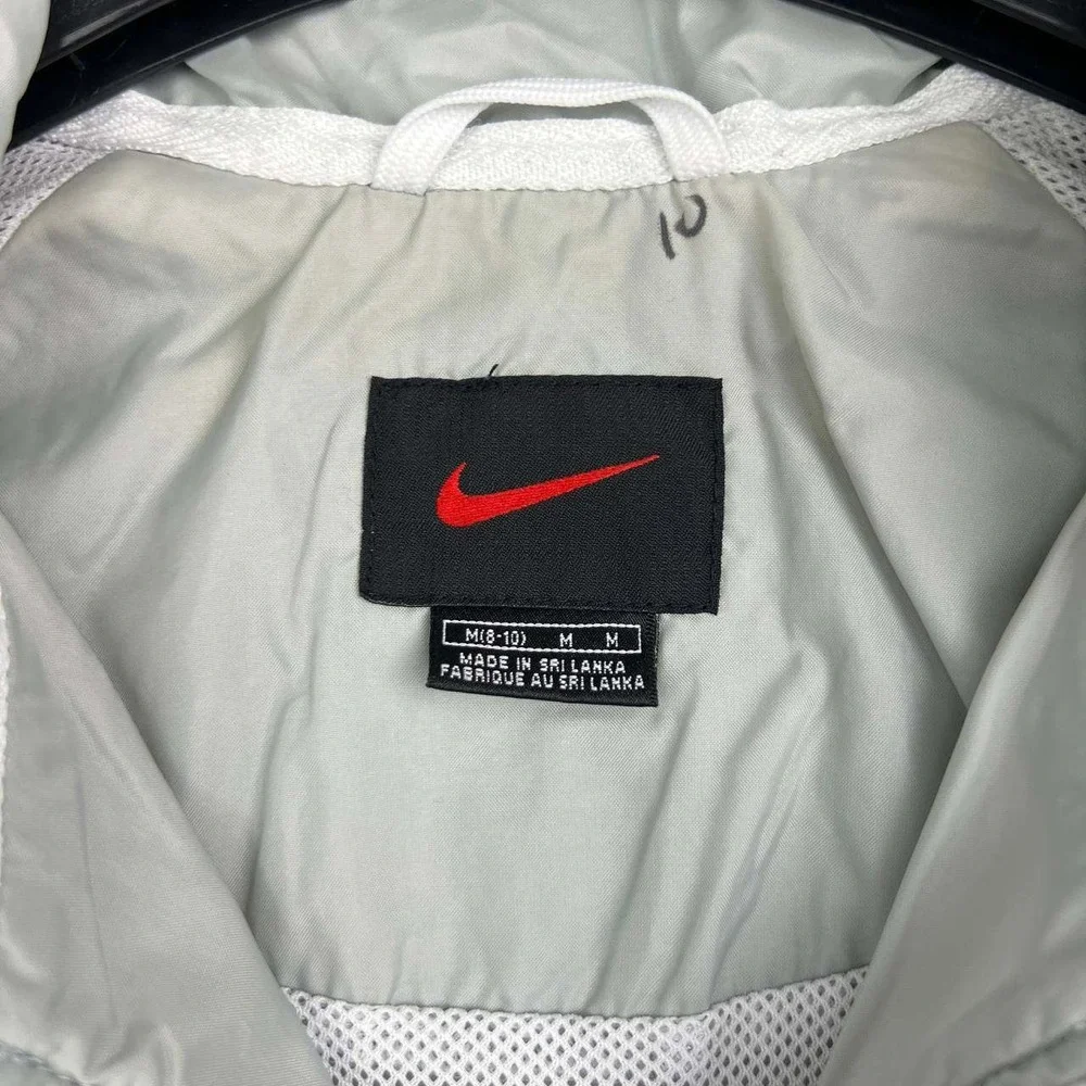 Nike Windbreaker Jacket Youth Medium Gray Full Zip Mesh Lined Long Sleeve M